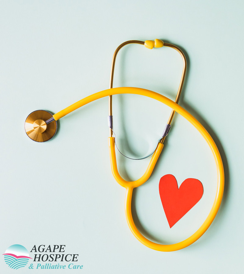 A stethoscope with paper heart for a hospice patient in Torrance, CA.