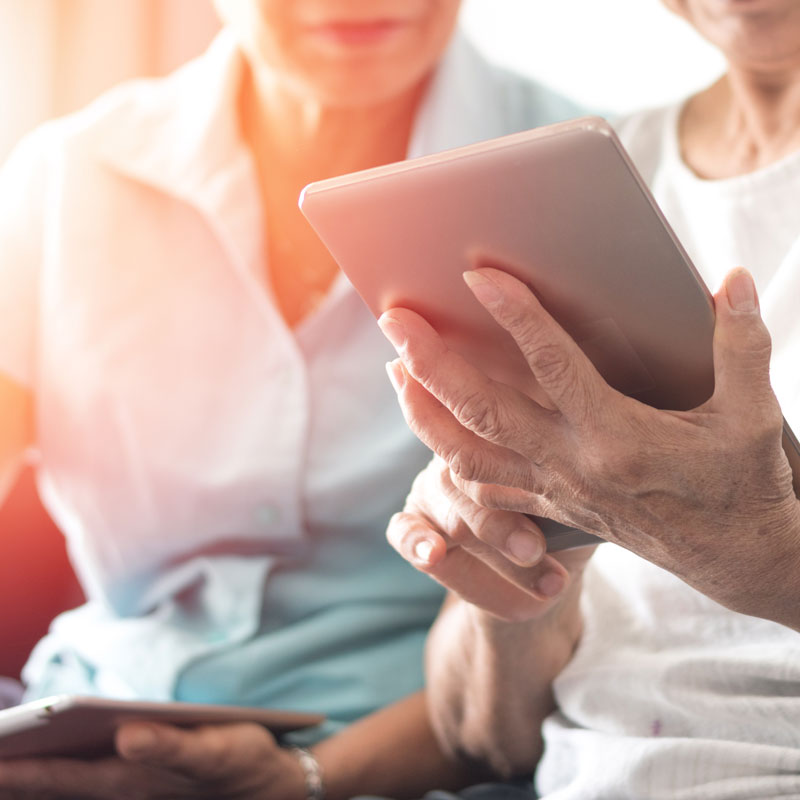 elderly people and tablet