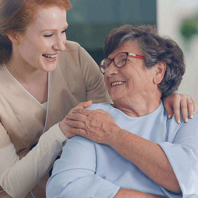 elderly woman and daughter