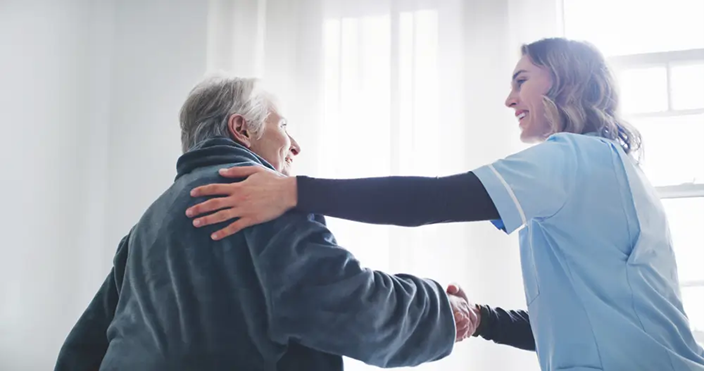 Agape hospice nurse visiting with patient in la Mirada, CA